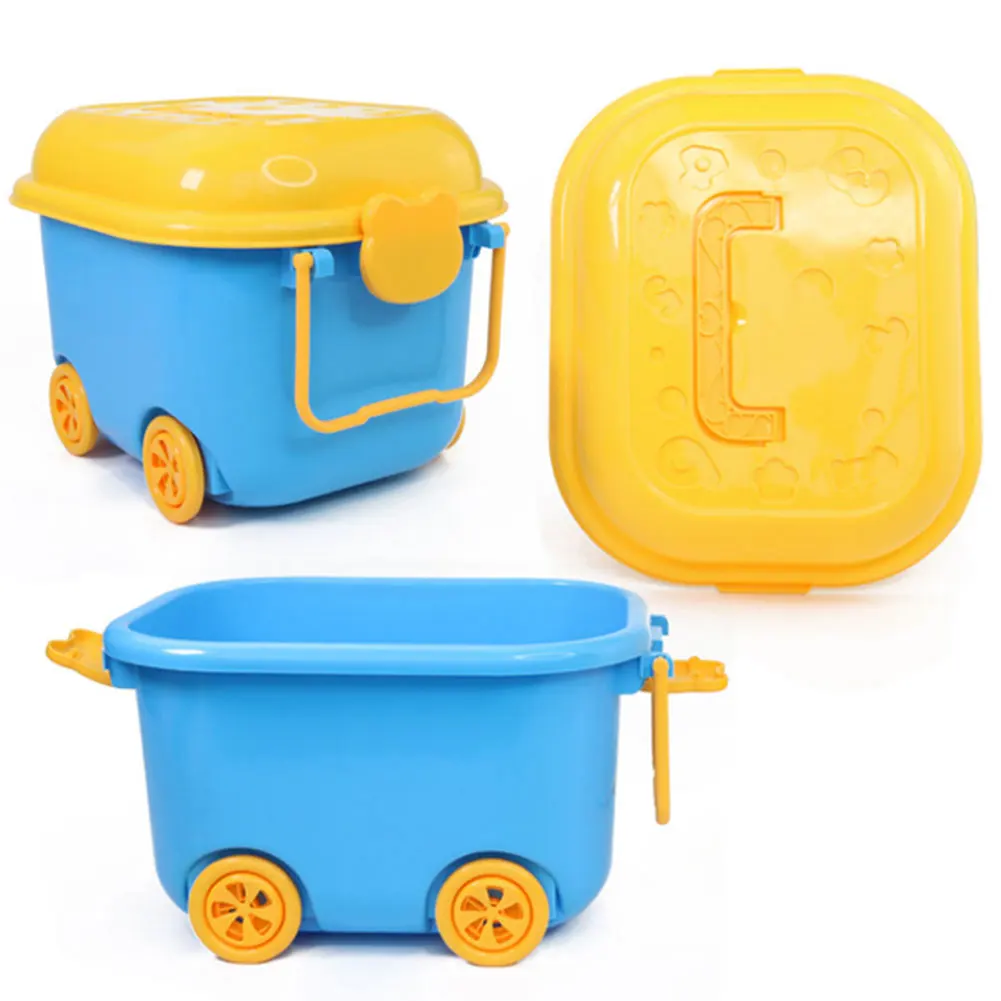 

Portable 4 Wheel Storage Box Storages Toy Building Blocks Creative Cartoon Fun Child Funny Boxes Plastic