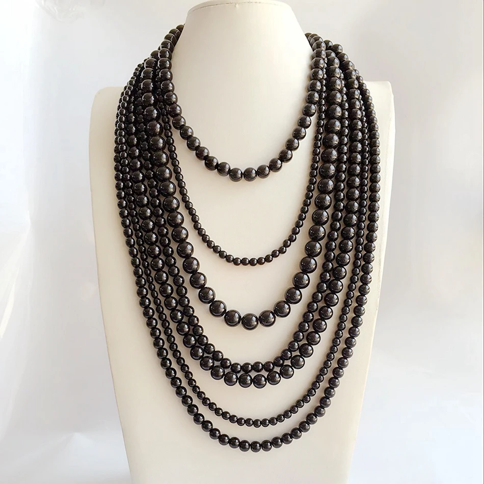 Черное семислойное Горячее предложение праздничное модное ожерелье