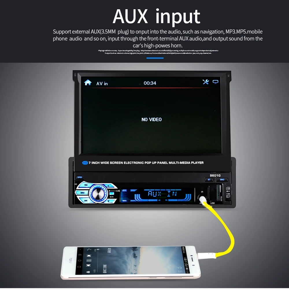 HD Автомобильный сенсорный выдвижной Экран Универсальный Автомобильный мультимедийный плеер 7 дюймов емкостный кассета MP5 плеер Bluetooth Поддержка USB/AUX/SD/FM