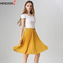 Женская плиссированная шифоновая юбка в винтажном стиле с завышенной талией, юбки-пачки для женщин s Saia Midi Rokken, летняя стильная юбка Jupe Femme