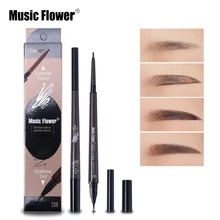 Музыкальный цветок, натуральный, легко носить, двойные карандаши для бровей, коричневый цвет, Длительное Действие, водостойкая татуировка, карандаш для бровей