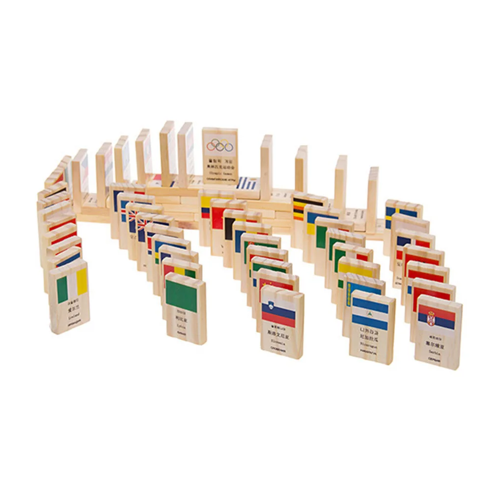100 шт./лот деревянные настольные игрушки игра раннее Когнитивное обучение дерево домино Пасьянс для раннего развития игрушки