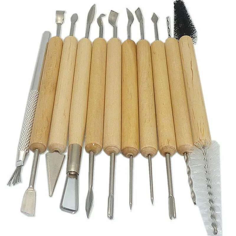 11pc Polymer Clay Sculpting Carving Set Wood Models Art Projects