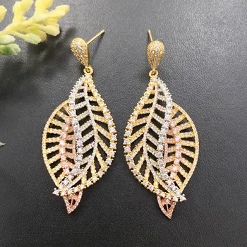 

Lanyika Fashion Jewelry Gorgeous Distinctive Stylish Palm Leaf Earrings Full Micro inlay Micro Plated Banquet Popular Best Gift