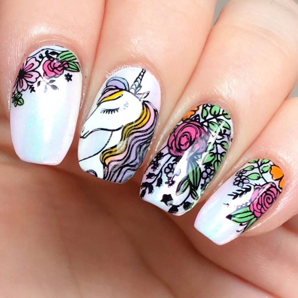 Horse Nail Art Graham Reid Aliexpress.com : Buy NICOLE DIARYT Unicorn Round Nail Stamping Plate Magic Horse 5.5cm - Horse Nail Art Graham Reid