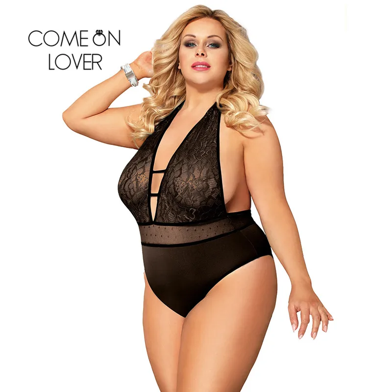 Comeonlover Lace Body Suit Lingerie Teddy Sexy Femme Erotique Backless Deep V Neck Plus Size Bodysuits For Sex RI80778 | Тематическая
