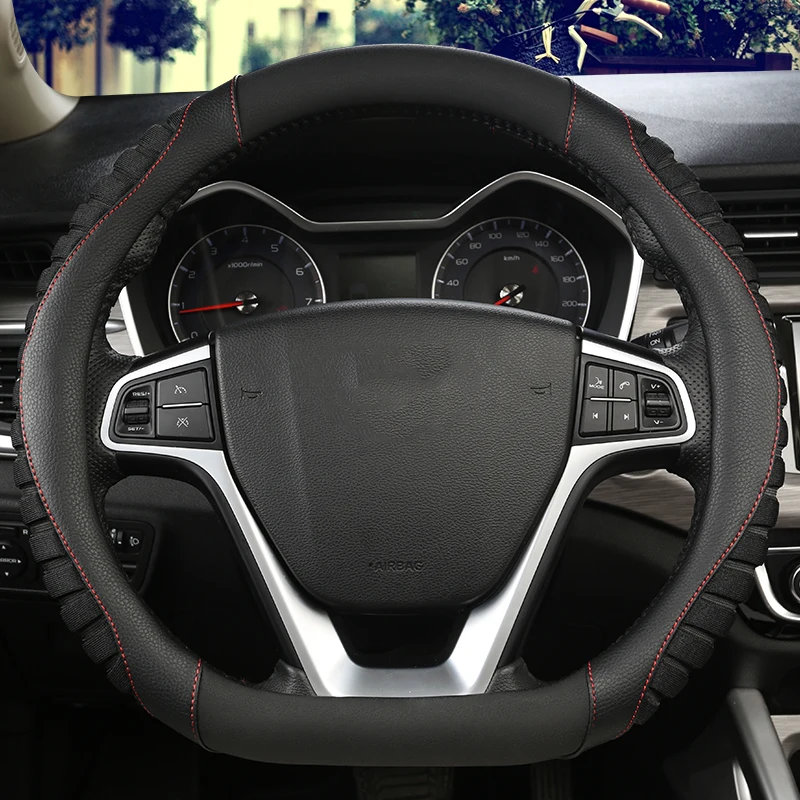 D-образная крышка рулевого колеса автомобиля Нескользящая искусственная кожа+ шелк льда для POLO GOLF 7 Scirocco Suzuki Swift Nissan Rogue высокого качества