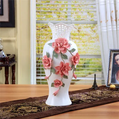Керамические большие белые современные цветы ваза домашний Декор большие напольные вазы для свадебного украшения керамическое Ремесло фарфоровые статуэтки - Цвет: Красный