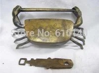 

Rare Chinese old style Brass Carved crab lock/key