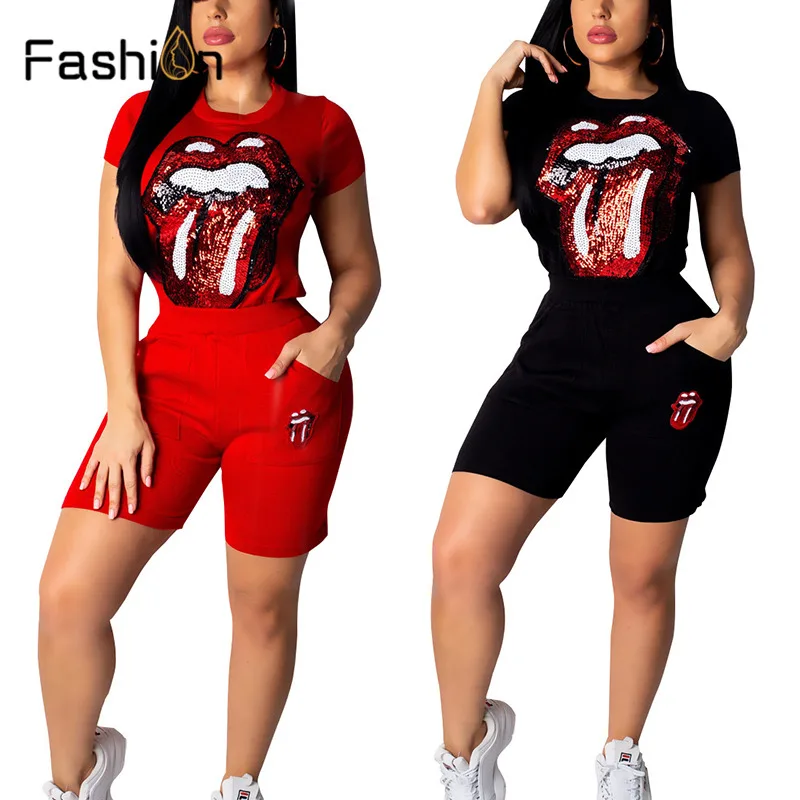 النساء عيون الشفاه طباعة اثنين من قطعة مجموعة قصيرة الأكمام تي شيرت المحاصيل قمم + عالية الخصر السراويل 2 قطعة بدلة الصيف الإناث ملابس للنادي ... النساء عيون الشفاه طباعة اثنين من قطعة مجموعة قصيرة الأكمام تي شيرت المحاصيل قمم + عالية الخصر السراويل 2 قطعة بدلة الصيف الإناث ملابس للنادي ...