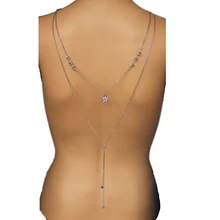 Sexy Women Crystal Pendant Backdrop Necklace Back Deep V Bride Wedding Jewelry Long Body Chain KQS8