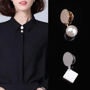 

New 4 pcs Mixed Brooch Pearl Buttons 4 Patterns Decorative Women Shirts Collor Buttons for Crafts Badges Sewing accessories