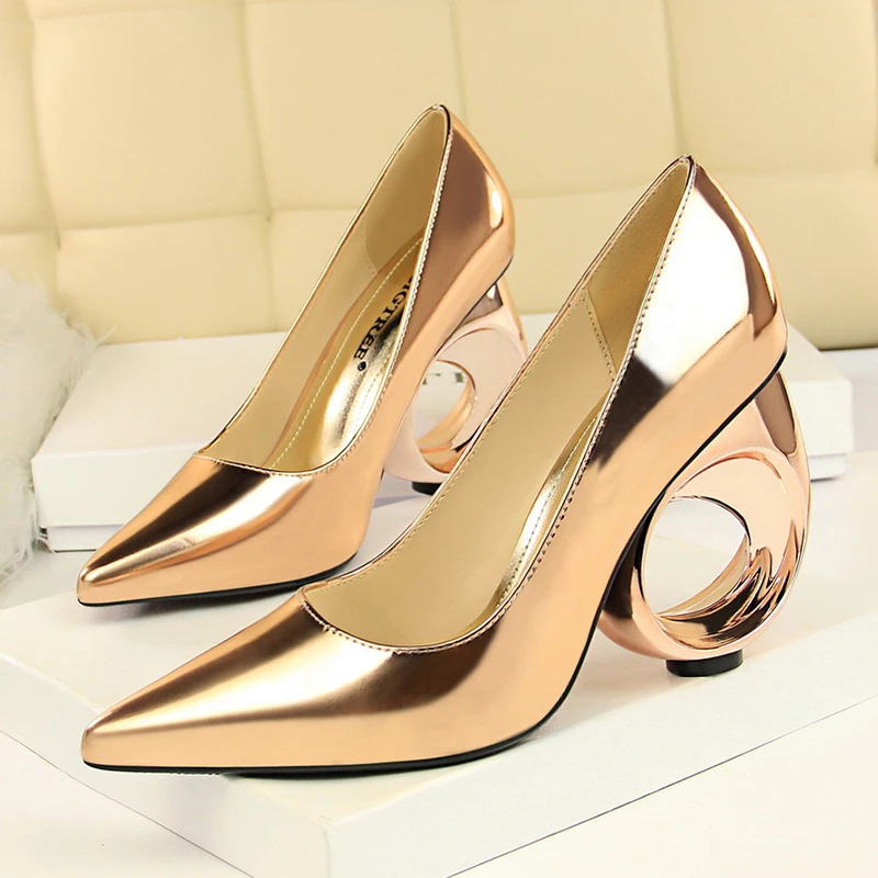 Mode Profonde Tacchi Partie Pour Femmes De Hauts champagne Pointu Talon Bout Femme Chaussures Pompes Stylet silver Donna Chaussure Black Talons Bigtree Fretwork Sexy Peu bronze waPCvHWnq