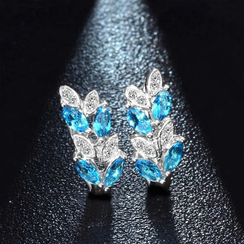 

H:HYDE Fashion Unique Design Leaves Shape Hoop Earrings for Women Multicolor Crystal Earrings Wholesale