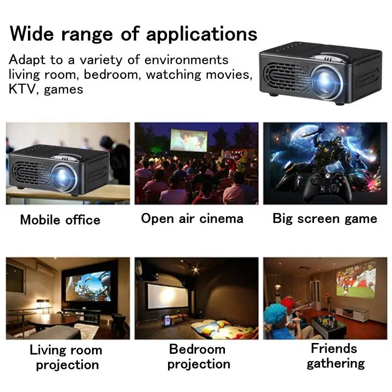  LEORY Newest 7500 Lumens 1080P HD LED Portable Projector 320x240 Resolution Multimedia Home Cinema  - 33049789108
