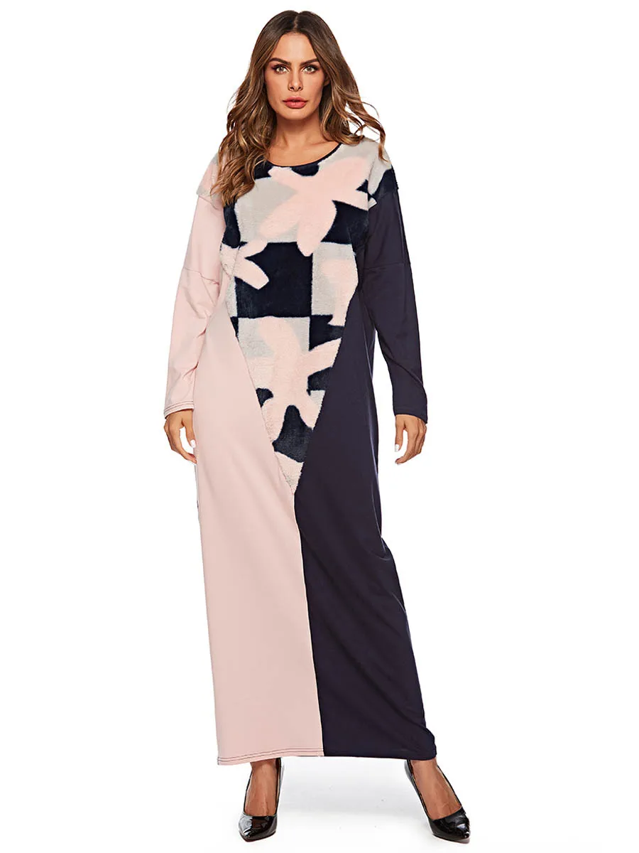

moroccan kaftan Abaya Muslim Maxi Dress Warm Turkey Islamic Pakistani Kaftan Dubai Muslim Dress Evening Patchwork kaftan dress