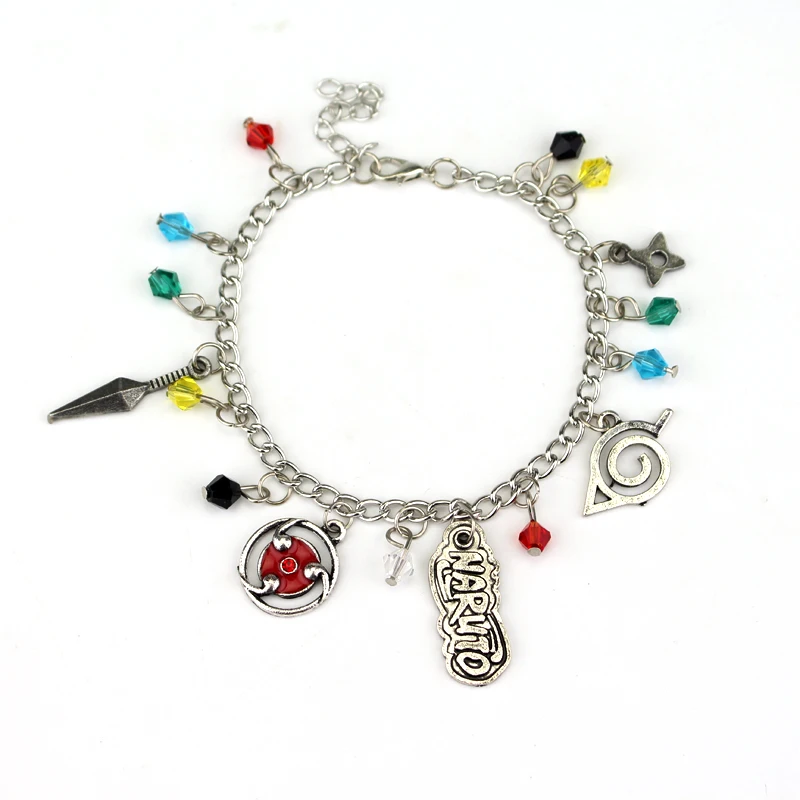 Anime Naruto Charm Bracelets Cosplay Akatsuki Logo Konoha Logo Kunai
