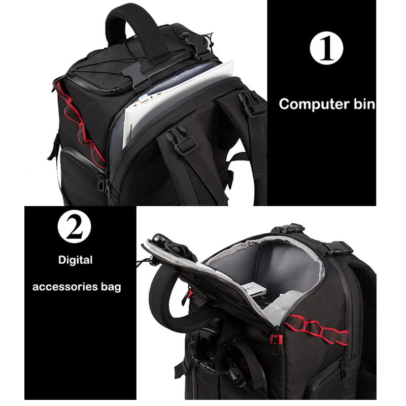 Jealiot SLR camera bag backpack photography DSLR Tripod Photo Digital Rain Cover Lens bag 14 Inch Laptop Shockproof Waterproof