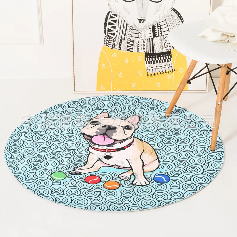 Милая собака печати круглый ковры для ребенка гостиная, Ковры S игры детей спальня Коврики Ванная комната антискользящие износостойкие Коврики Ковры
