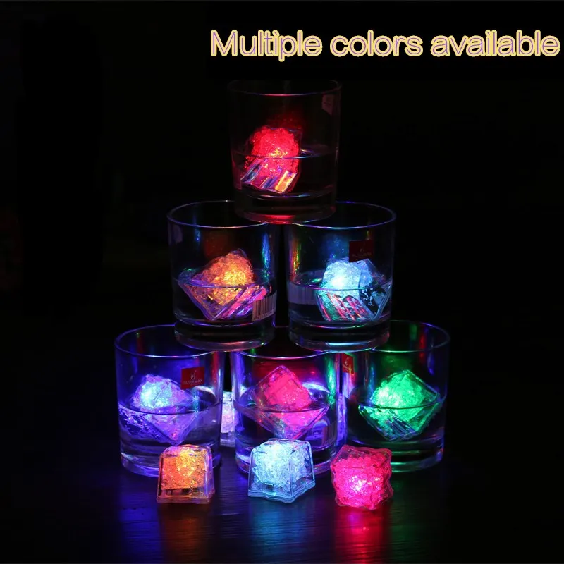 Четырехместный 12 шт DIY LED Flash Ice Cubes свет Новинка стакан для напитка датчик