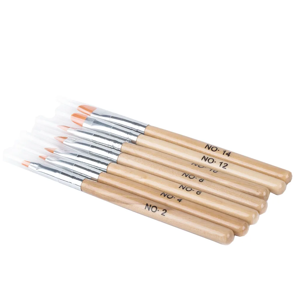 

7 pcs/lot Wooden Handle Nail Art Brush DIY Manicure Set Round Top 7 different size for multi flower painting Nail Art Decor