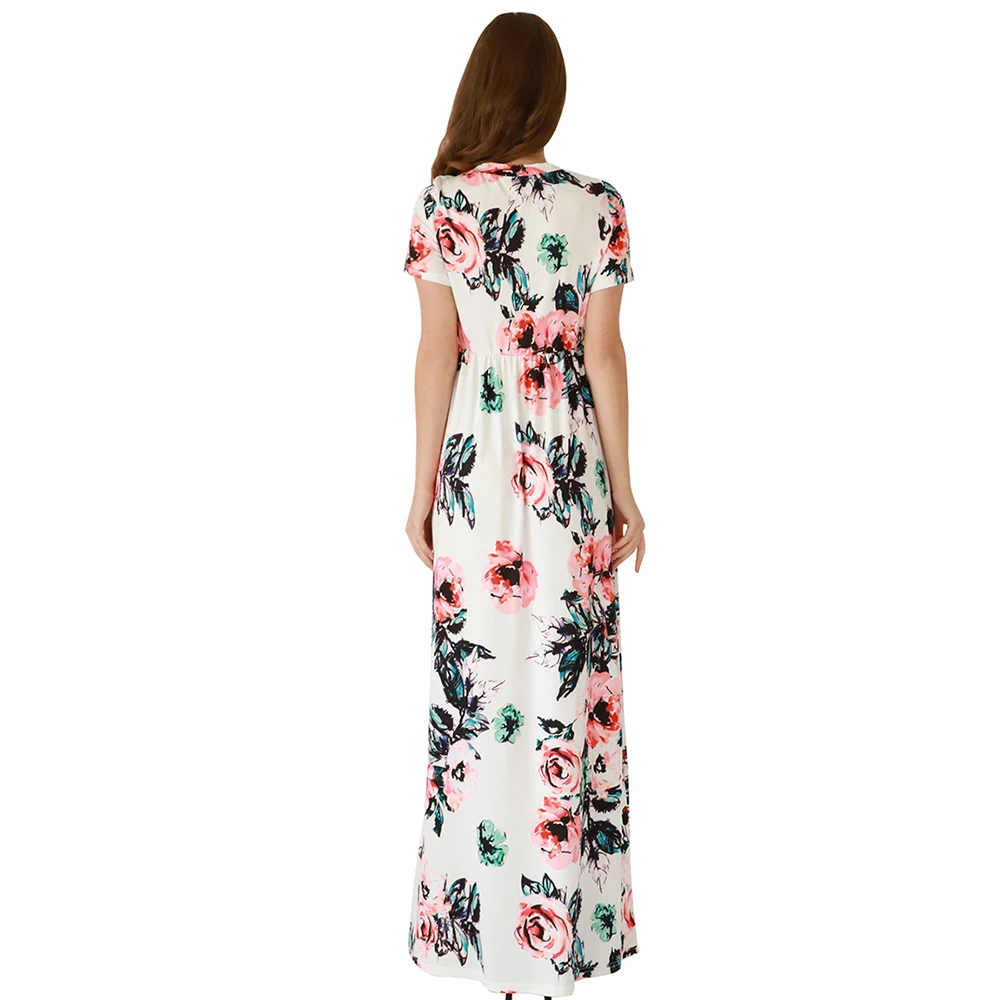Yming Floral Printed Summer Vintage Women Dress Long Maxi Robe Dresses Vestidos De Fiesta De Noche Elegant Casual Party Dress