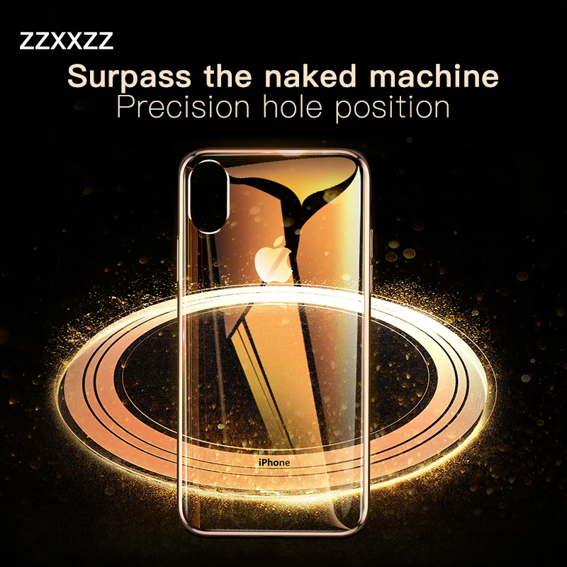 

ZZXXZZ New transparent ultra-thin soft case for IphoneXS 5 5S 6 6S Plus 7 8 XR MAX case Stylish anti-fall advanced plating