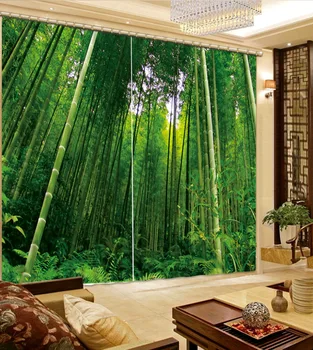 

Home Bedroom Decoration 3D Bathroom Shower Curtain Green Bamboo Forest 3D Curtains For Bedroom Blackout Curtain Fabric