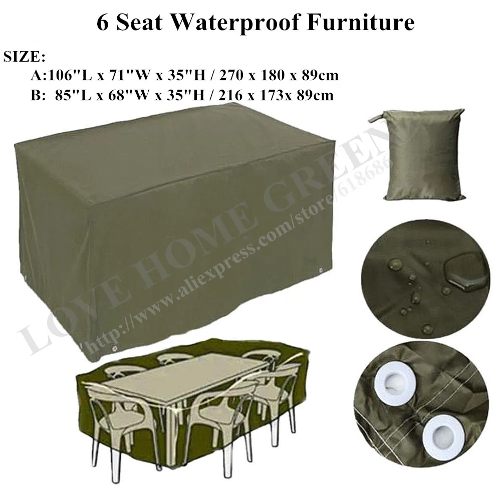

Waterproof Garden Chair Cover Shelter Patio Furniture Set Rectangular Protector NEW 6 Seat