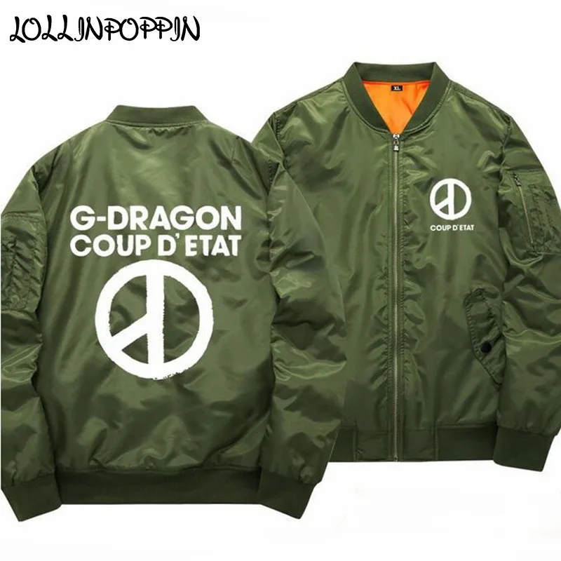 Bigbang GD Printed Bomber Jacket Men KPOP MADE Baseball Jackets New 2018 Mens Aviator Jackets