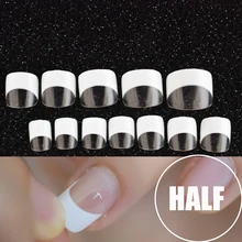 24 шт/набор белый французский маникюр Половина кончиков ногтей прозрачные квадратные французские ногти DIY кончик для наращивания ногтей