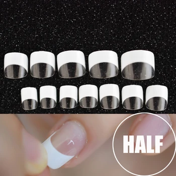 

24pcs/kit White French Manicure Half Nail Tips Transparent Square French Nails DIY Nail extension Tip