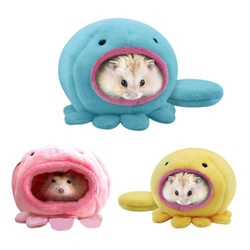 

1PC Cute Hamster Cage Goods Rat House Products Octopus Small Animal Bed Pet Supplies Keeping Warm Pink/Blue/Yellow
