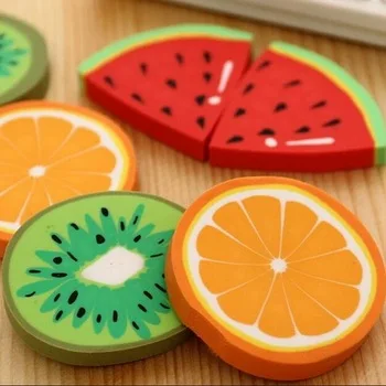 1pc/ packCute Fresh Fruit design eraser Kawaii Watermelon Orange Kiwifruit erasers students