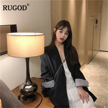 

RUGOD Solid women coat long sleeves pocket loose casual elegant office ladies wearing spring vintage modis femme bontjas