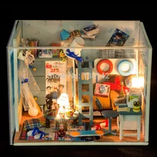 DIY деревянный кукольный дом мебель для спальни кукольный домик Миниатюрная модель miniatura conan комната Мальчик подарки Q004