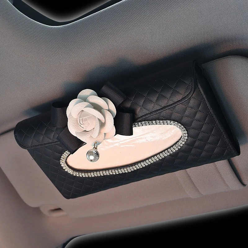 Flower-Diamond-Leather-Hanging-Tissue-Holder-Box-for-Car-Sun-Visor-Tissue-Holder-Auto-accessories-3