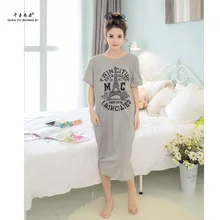 Милая большая ночная рубашка с рисунком, Свободная Домашняя одежда для девочек, летний длинный мультяшный халат, комплекты
