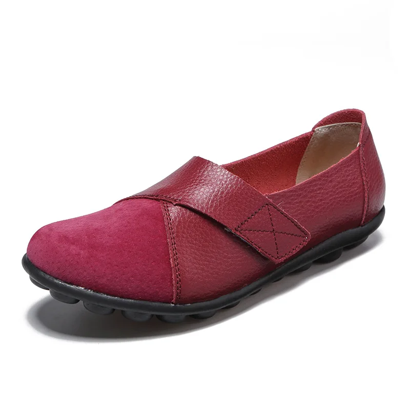 Новая обувь; женская обувь из натуральной кожи; модные мокасины; дышащие лоферы; Повседневные Классические Эспадрильи на плоской подошве - Цвет: Rose red
