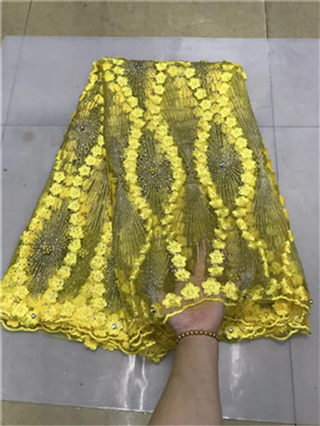 Модные африканские кружевные ткани, Высококачественная французская веб-вышивка из бисера нигерийской кружевной ткани для - Цвет: 5