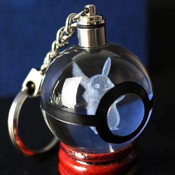 

3D Anime Pokemon Go Key Ring Crystal Cartoon Pocket Monsters Pikachu Naruto Pendant Key Chain Key Ring Kids Key Holder Gift