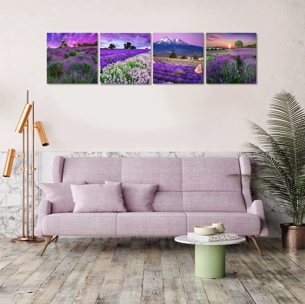 Лаванда домашний декор холст настенная живопись картина фиолетовые цветы Прованс живая живопись современное искусство, пейзаж фото