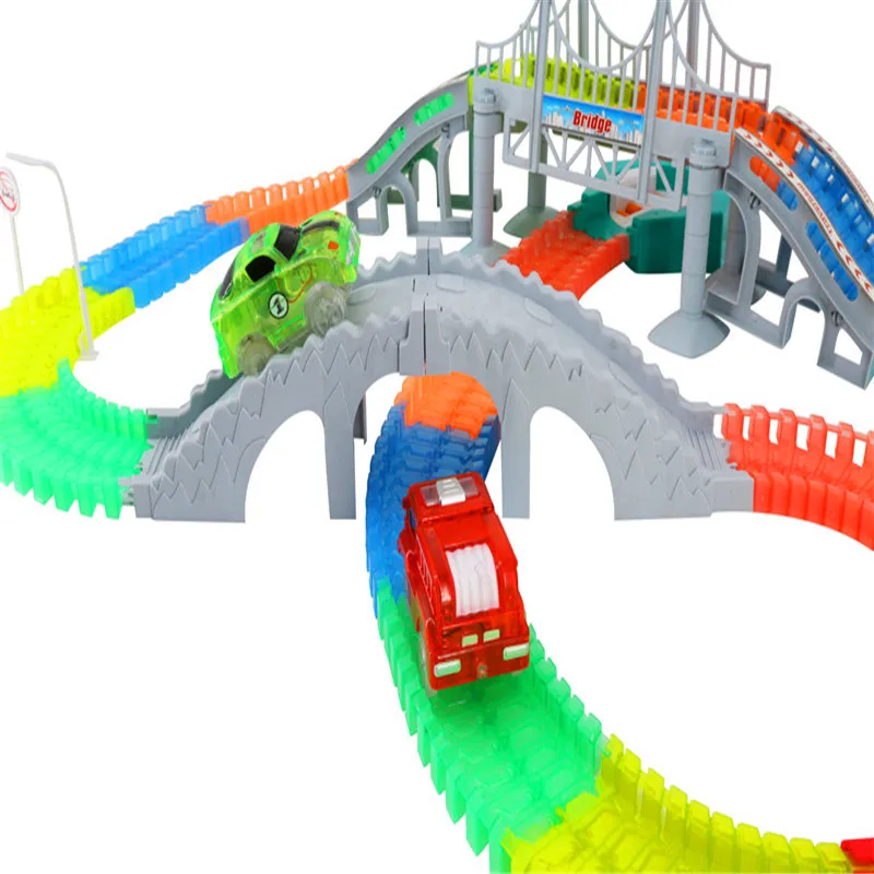 Волшебный трек чудесный светящийся гоночный трек DIY универсальные аксессуары рампа поворот дорожный мост перекресток игрушки для детей мальчик