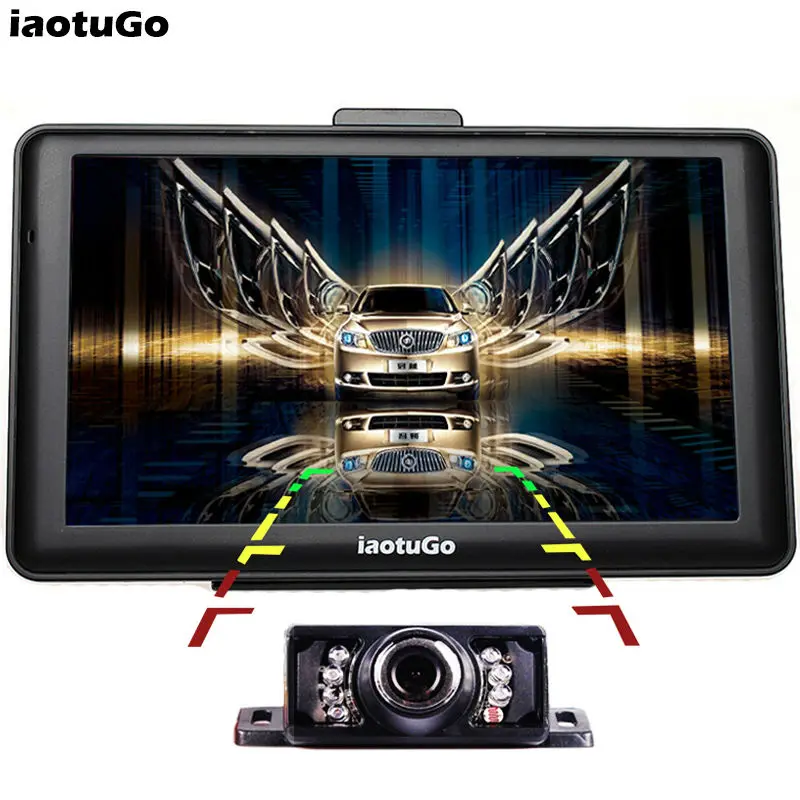 

iaotuGo 7" Android Car GPS Navigation+LED Night Vison Rear Camera,Android 4.4 Capacitive GPS Navigator 512M 8G Bluetooth AVIN