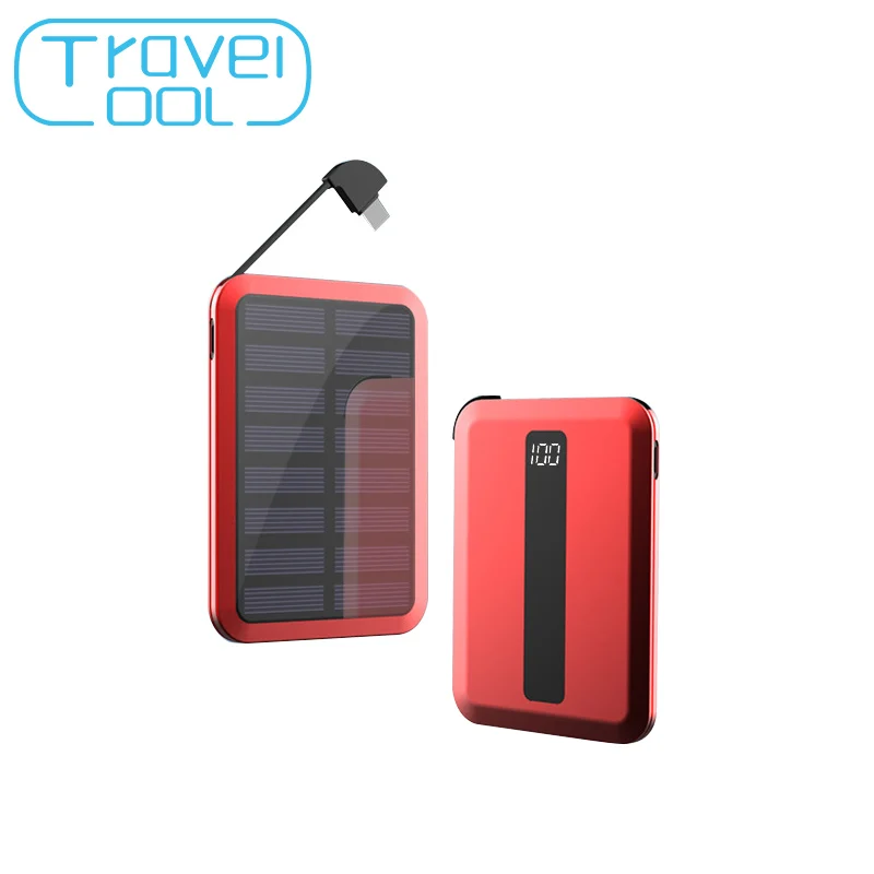 

Travelcool Alloy Design Portable Solar Power Bank 5000mAh Digital Display Solar Battery Pack Mini Power Bank Powerbank Usb Typec