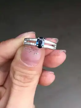 

Natural blue sapphire gem Ring Natural gemstone Ring 925 sterling silver trendy Elegant Two wall women anniversary gift Jewelry