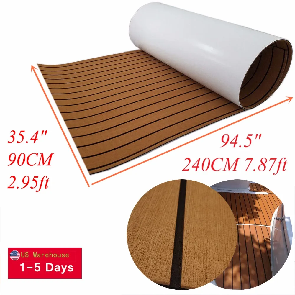 Teak Decking Sheet For Boat Yacht Marine Flooring Carpet EVA Foam 90cm240cm/35.4&quot94.5&quot Light Brown In Black Boats Accessories |