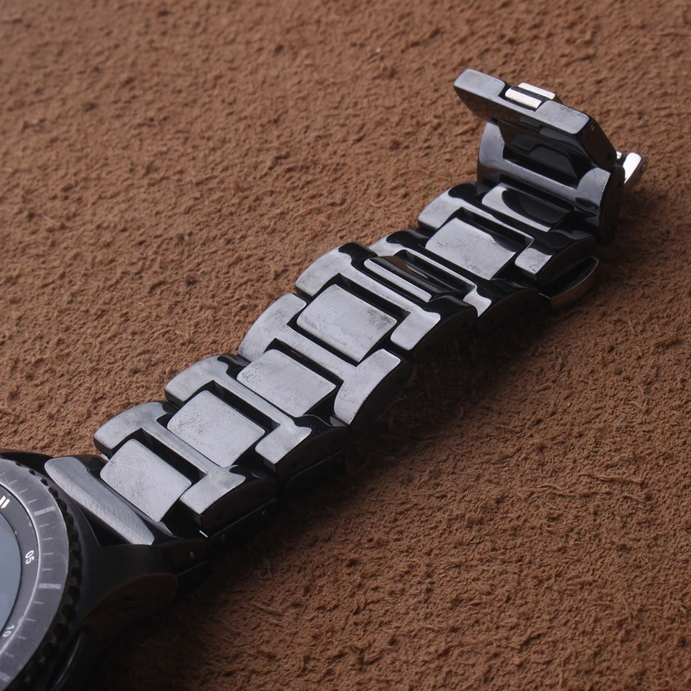 

Ceramic Watchband black polished stylish Watch Strap Bracelets for smart watches mens accessories 18mm 20mm 22mm butterfly clasp