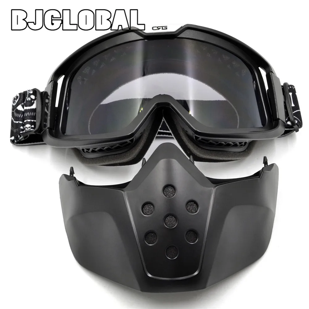 BJGLOBAL Motorcycle Face Mask Dust Mask Detachable Motocross Goggles