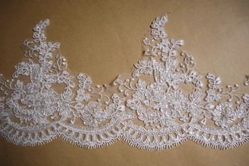 

10 yards heavy beads alencon lace trim, ivory sequins embroidered floral lace trim fabric for costume garment accessories